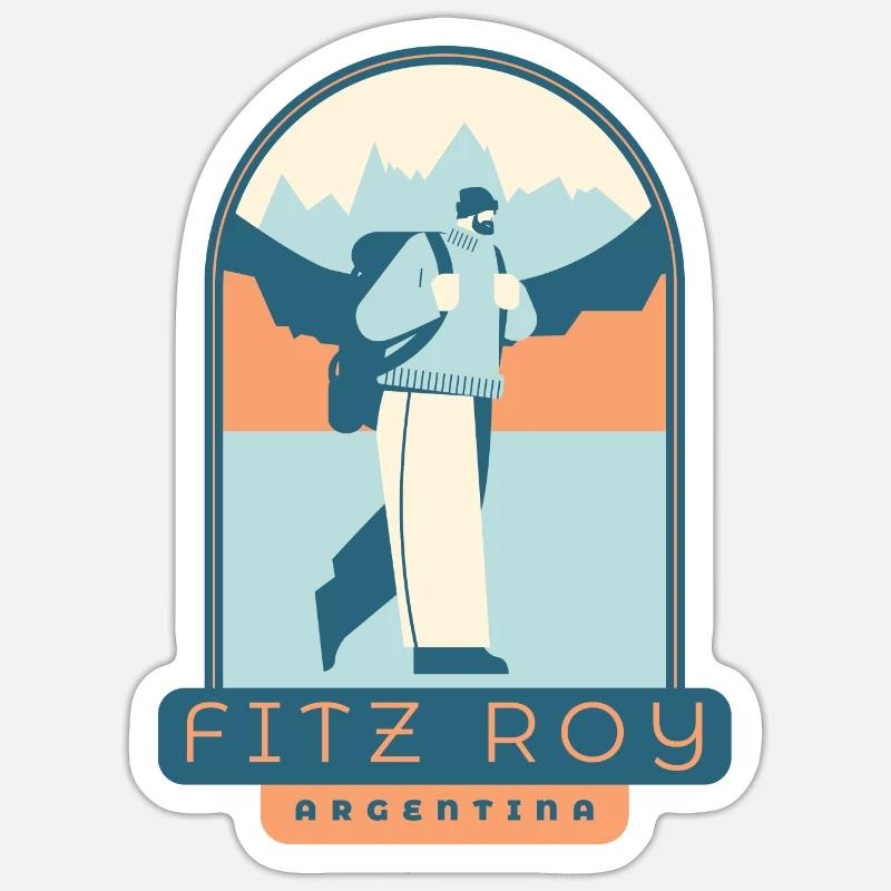 Fitz Roy Trek – Argentine - Sticker taille S (10 x 10 cm) - blanc mat