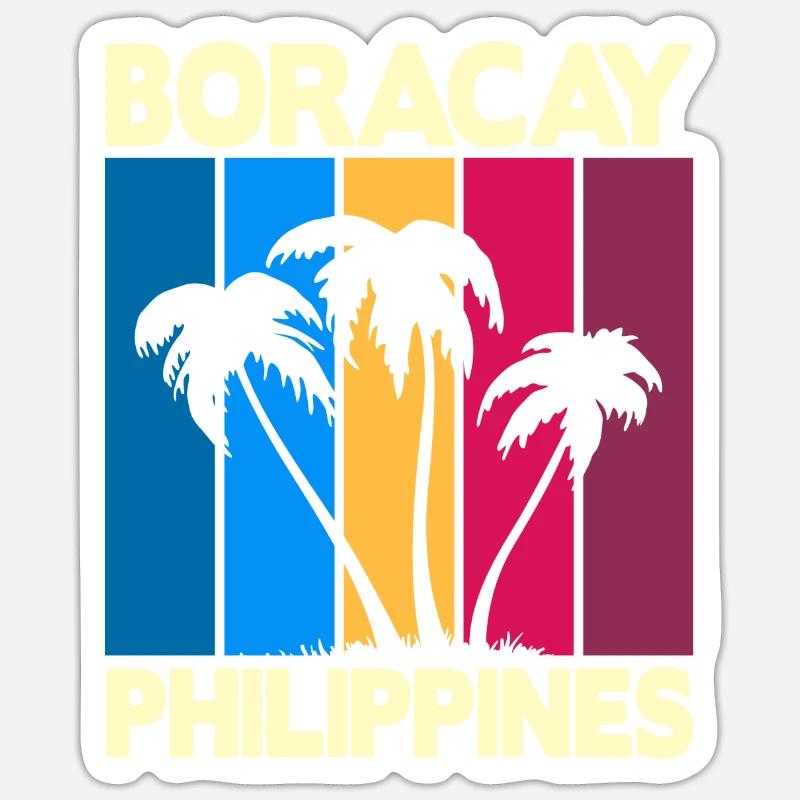 Boracay Philippines - Sticker taille S (10 x 10 cm) - blanc mat