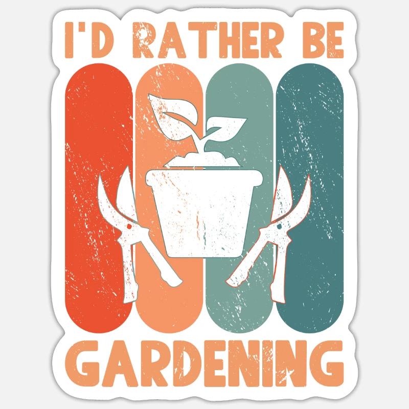 Id rather be gardening - Sticker size S (10 x 10 cm) - white matte