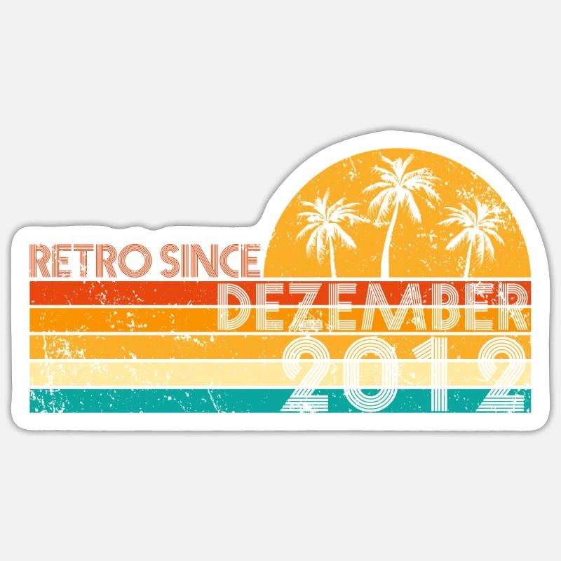 Retro since Dezember 2012 - Geburtstag im Dezember - Sticker Größe S (10 x 10 cm) - Mattweiß