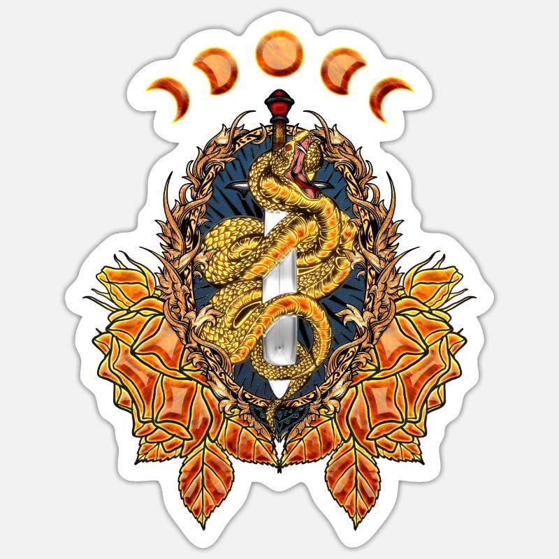 Superbe serpent avec épée Sticker taille S (10 x 10 cm)