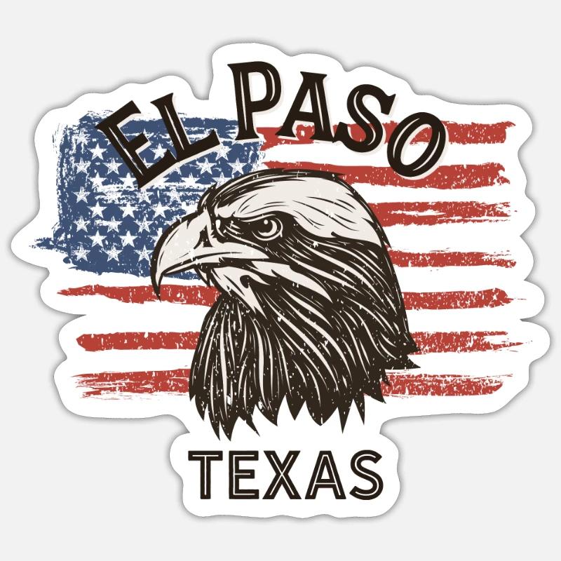 Drapeau des États-Unis Eagle Texas Vintage El Paso Sticker taille S (10 x 10 cm)