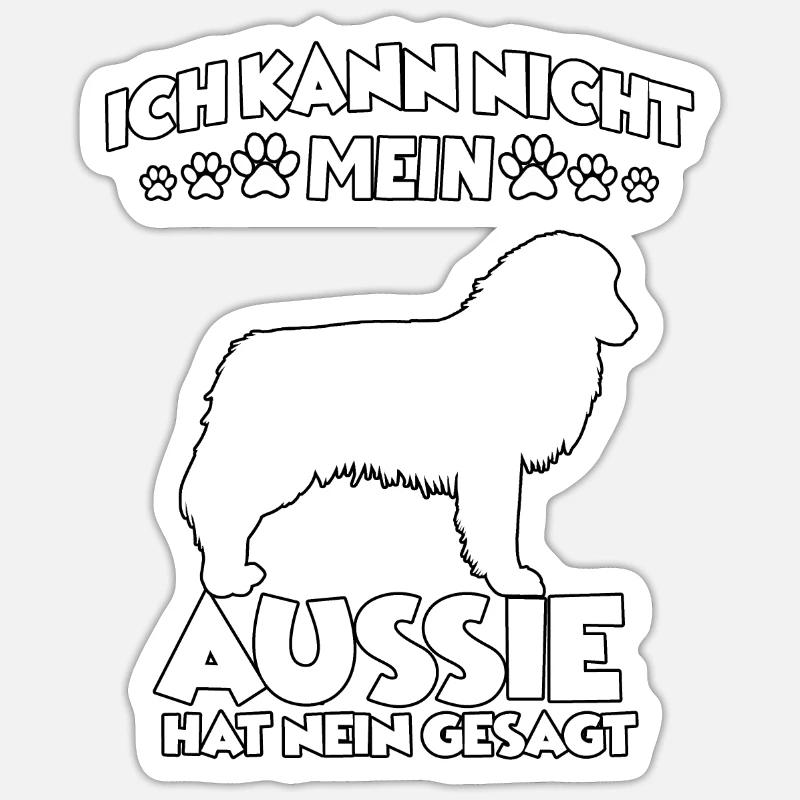 Australian Shepherd Witziges Aussie Gassi Hunde - Sticker Größe S (10 x 10 cm) - Mattweiß