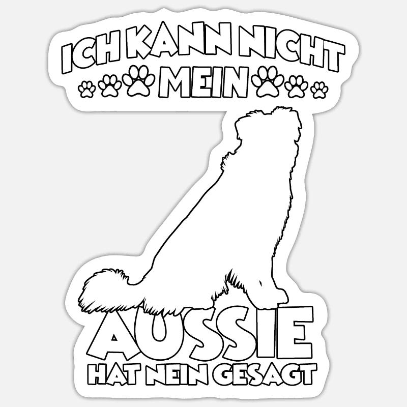 Australian Shepherd Hundeschule Aussie Gassi - Sticker Größe S (10 x 10 cm) - Mattweiß