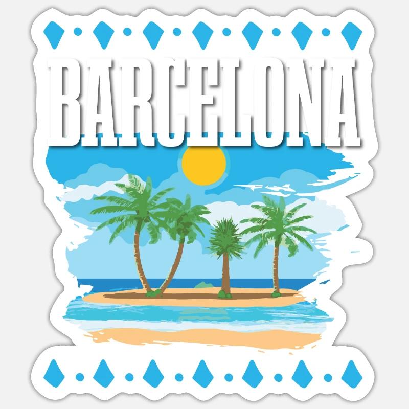 Barcelone - Sticker taille S (10 x 10 cm) - blanc mat