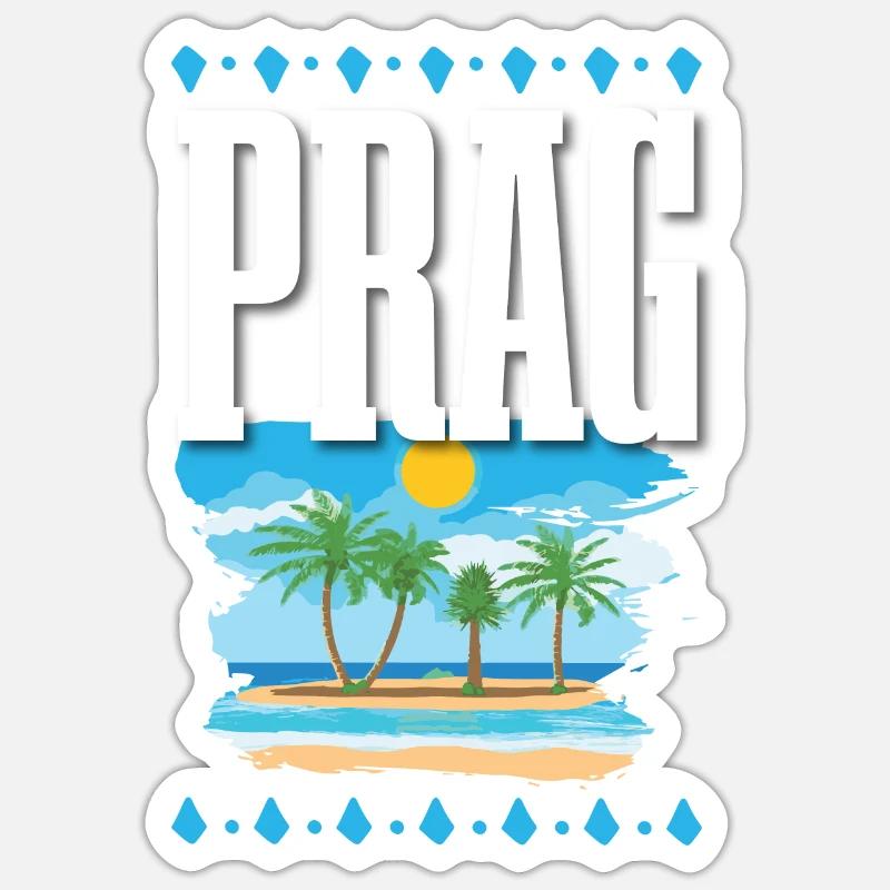 Prague - Sticker taille S (10 x 10 cm) - blanc mat