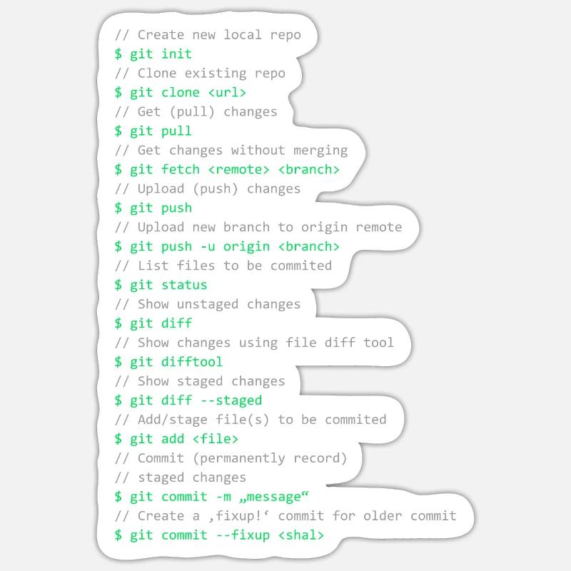 Commandes Git Sticker taille S (10 x 10 cm)