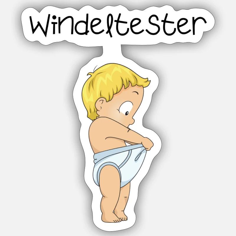 Windeltester - Sticker Größe S (10 x 10 cm) - Mattweiß