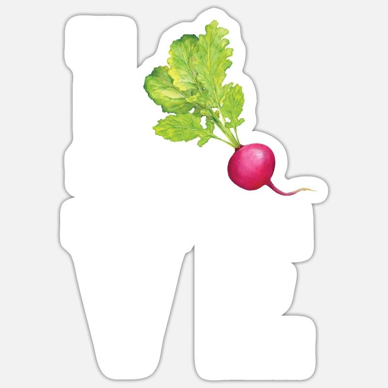 Ich LIebe Radieschen - Sticker Größe S (10 x 10 cm) - Mattweiß