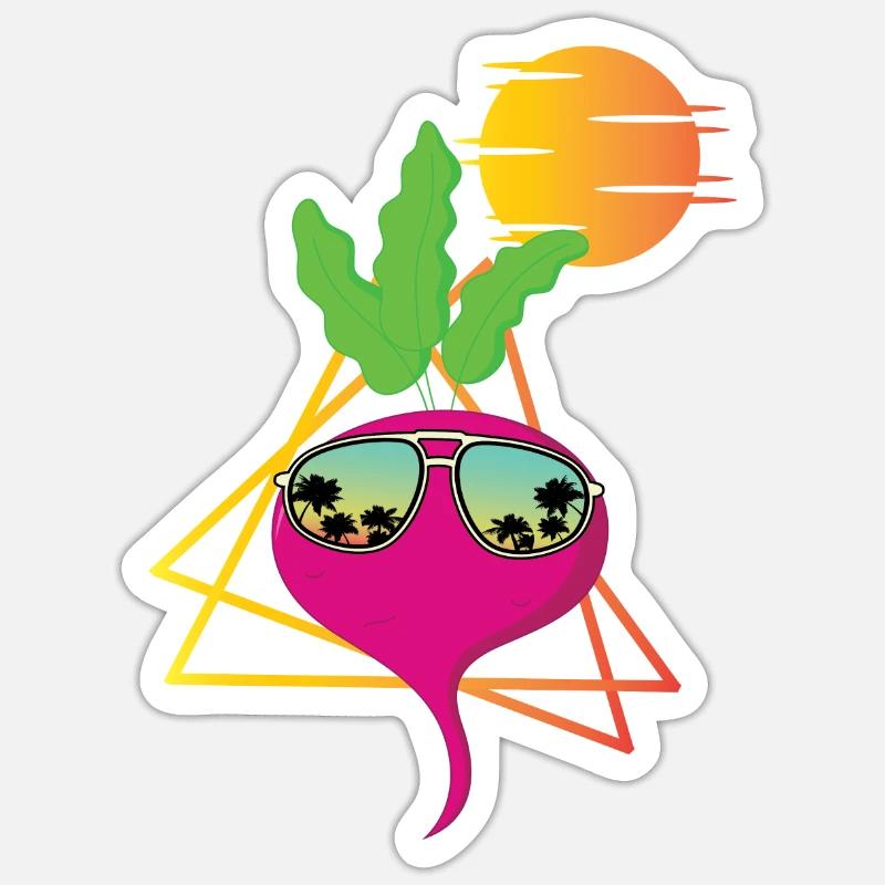 Retro Radieschen - Sticker Größe S (10 x 10 cm) - Mattweiß