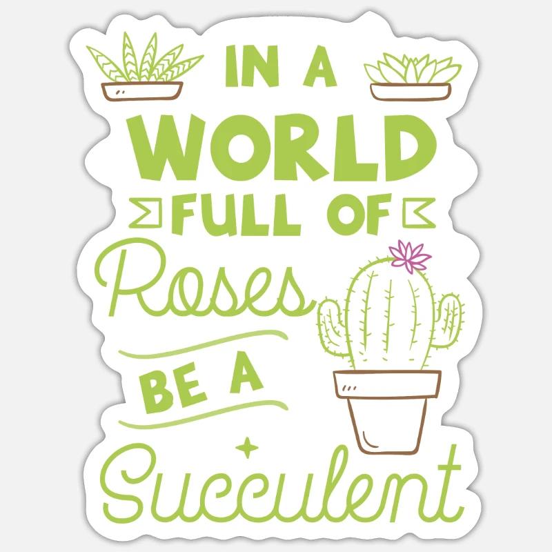 Pflanzen Plantes succulentes - Sticker taille S (10 x 10 cm) - blanc mat