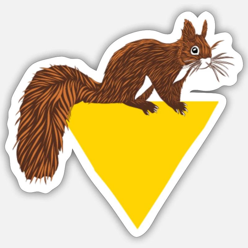 Squirrel Logo Emblème Écureuil gris Squirrel - Sticker taille S (10 x 10 cm) - blanc mat