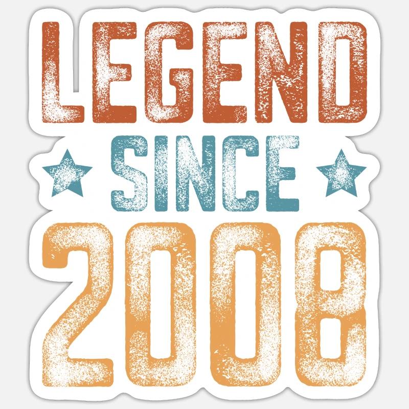2008 Naissance Année de naissance Anniversaire - Sticker taille S (10 x 10 cm) - blanc mat