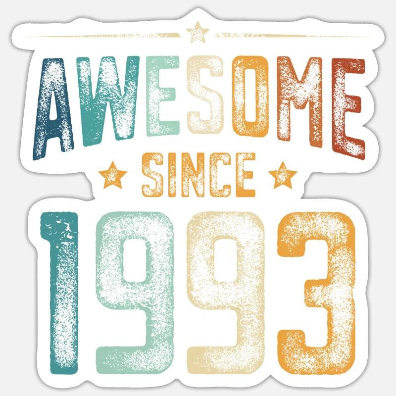 1993 Naissance Année de naissance - Sticker taille S (10 x 10 cm) - blanc mat