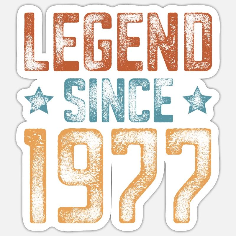 1977 Naissance Année de naissance Anniversaire - Sticker taille S (10 x 10 cm) - blanc mat