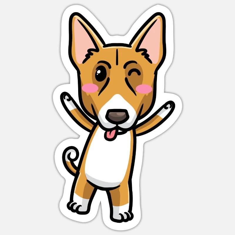 Émoticône de chien Basenji - Sticker taille S (10 x 10 cm) - blanc mat