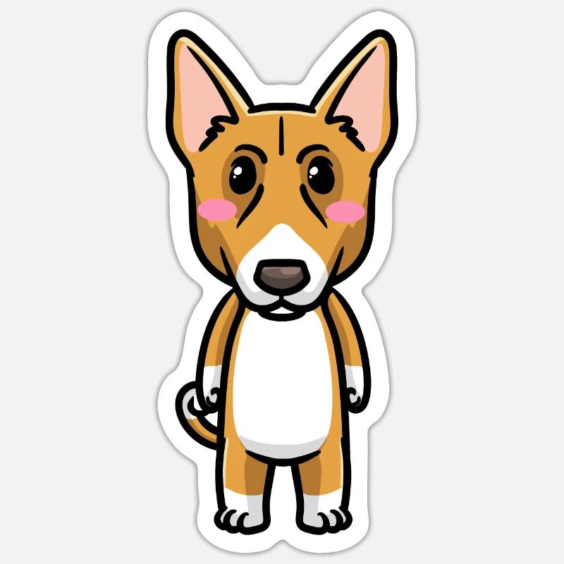 Émoticône de chien Basenji - Sticker taille S (10 x 10 cm) - blanc mat