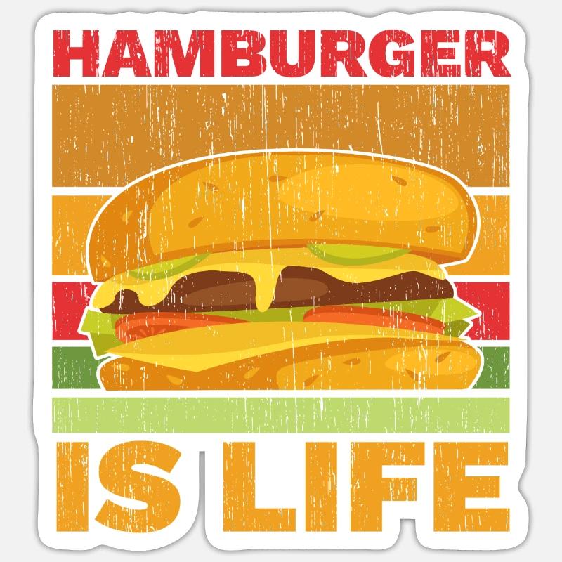 Hamburger ist Leben Burger-Esser Lebensmittel-Lieb - Sticker taille S (10 x 10 cm) - blanc mat