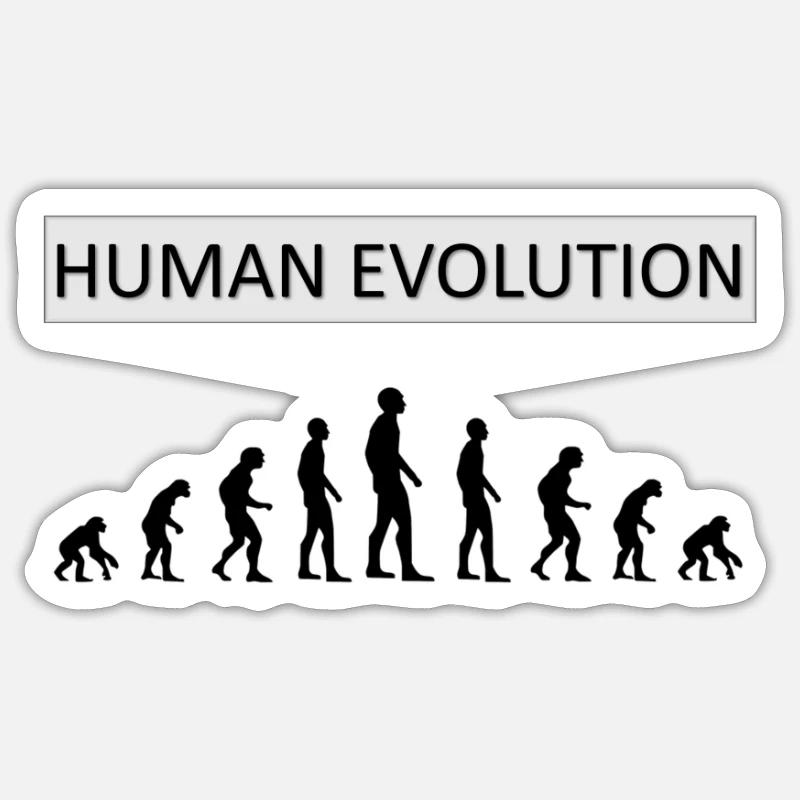 Human Evolution Lustiges Design Sticker Größe S (10 x 10 cm)