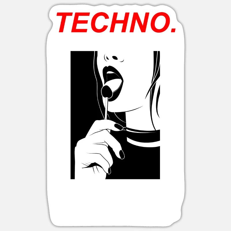 Techno Amour - Sticker taille S (10 x 10 cm) - blanc mat