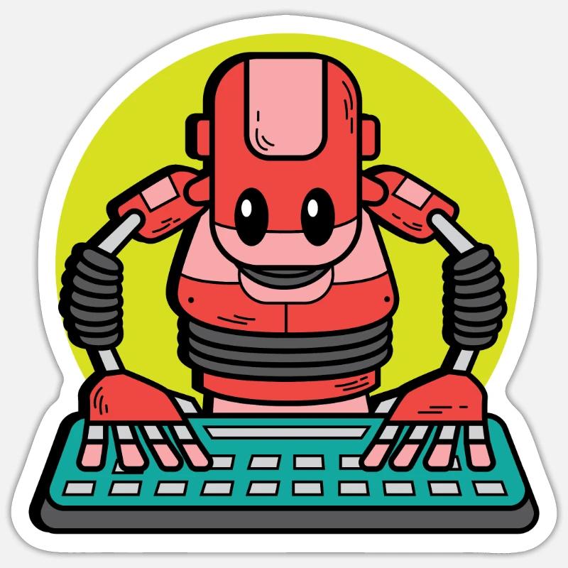 Lustiger Roboter Computertechniker Gift Sticker Größe S (10 x 10 cm)