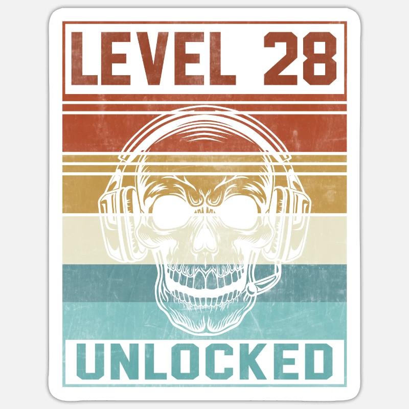 28e anniversaire du joueur - Sticker taille S (10 x 10 cm) - blanc mat
