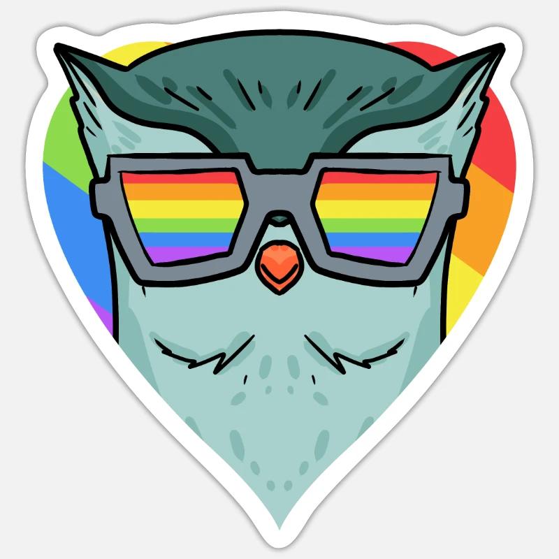 LGBT Tier Eule Regenbogen Sticker Größe S (10 x 10 cm)