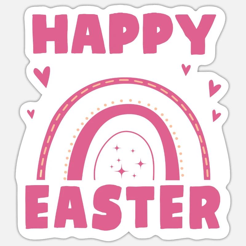 Cute Happy Easter Rainbow - Sticker Größe S (10 x 10 cm) - Mattweiß