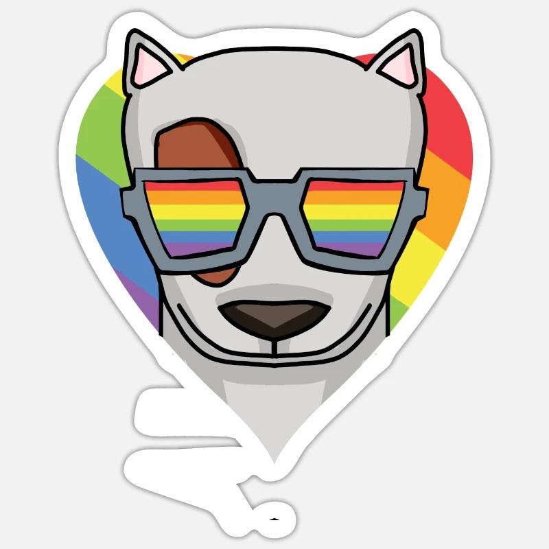 LGBT Hund Bullterrier Regenbogen - Sticker Größe S (10 x 10 cm) - Mattweiß