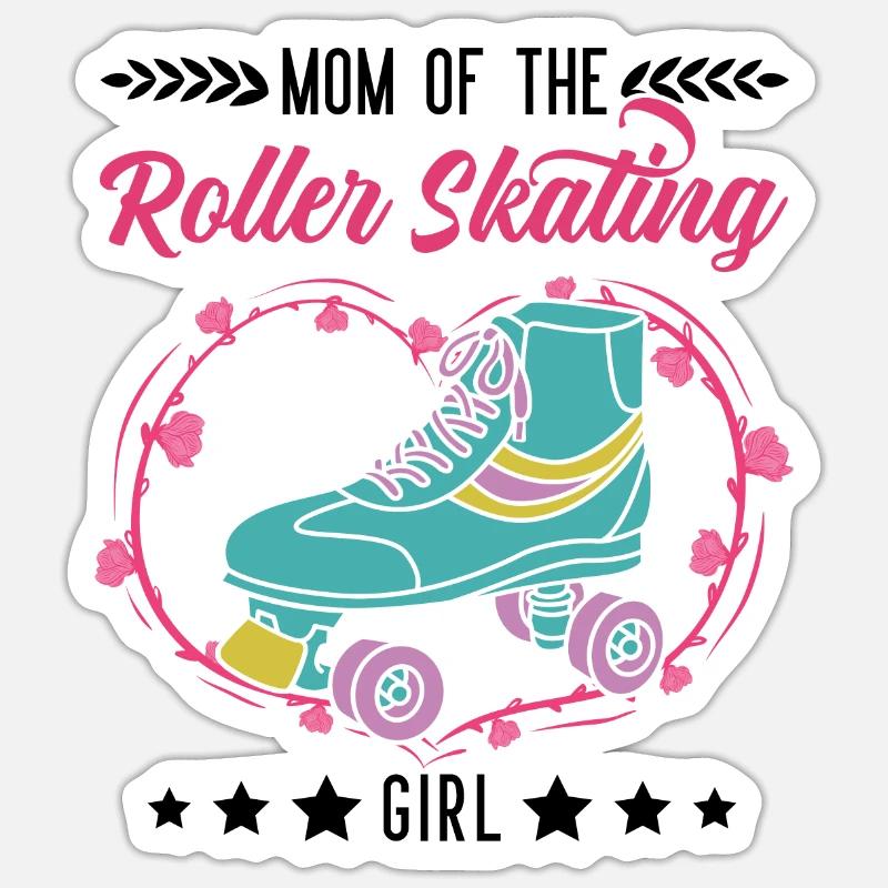 Rollschuh Mädchen Mama Rollkunstlauf - Sticker Größe S (10 x 10 cm) - Mattweiß
