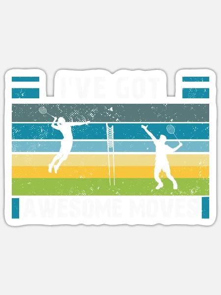 Badmintonspieler Federball Badmintonschläger - Sticker Größe S (10 x 10 cm) - Mattweiß