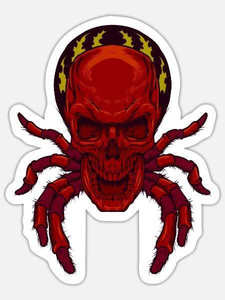 Gruselige Schädel Spinne - Sticker Größe S (10 x 10 cm) - Mattweiß