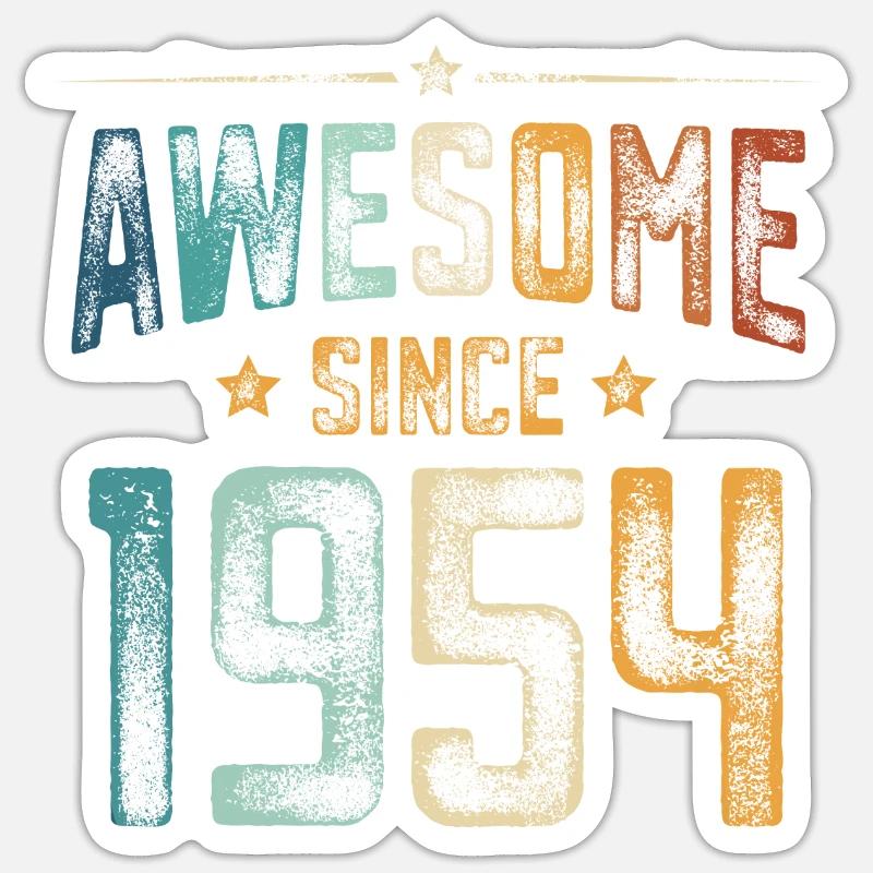 1954 Naissance Année de naissance - Sticker taille S (10 x 10 cm) - blanc mat