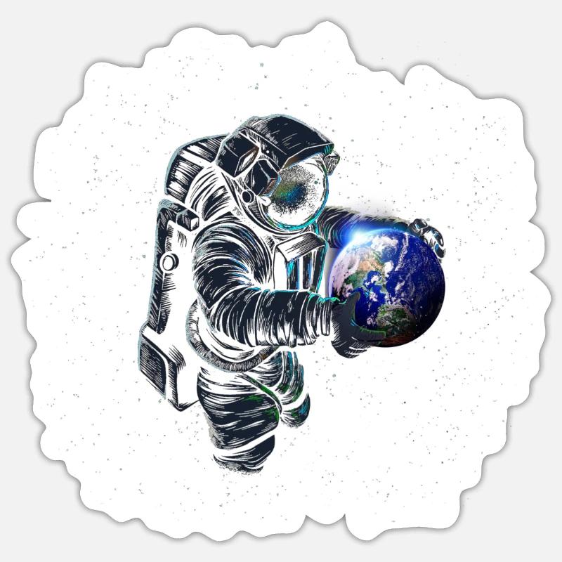 astronaut mit erde Sticker Größe S (10 x 10 cm)