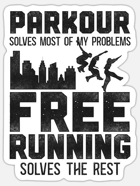 Parkour Free Running Traceur - Sticker Größe S (10 x 10 cm) - Mattweiß