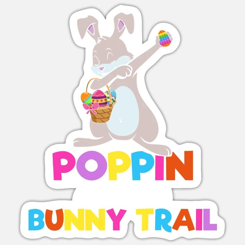 Poppin Down The Rabbit Trail Dabbing Hase - Sticker taille S (10 x 10 cm) - blanc mat