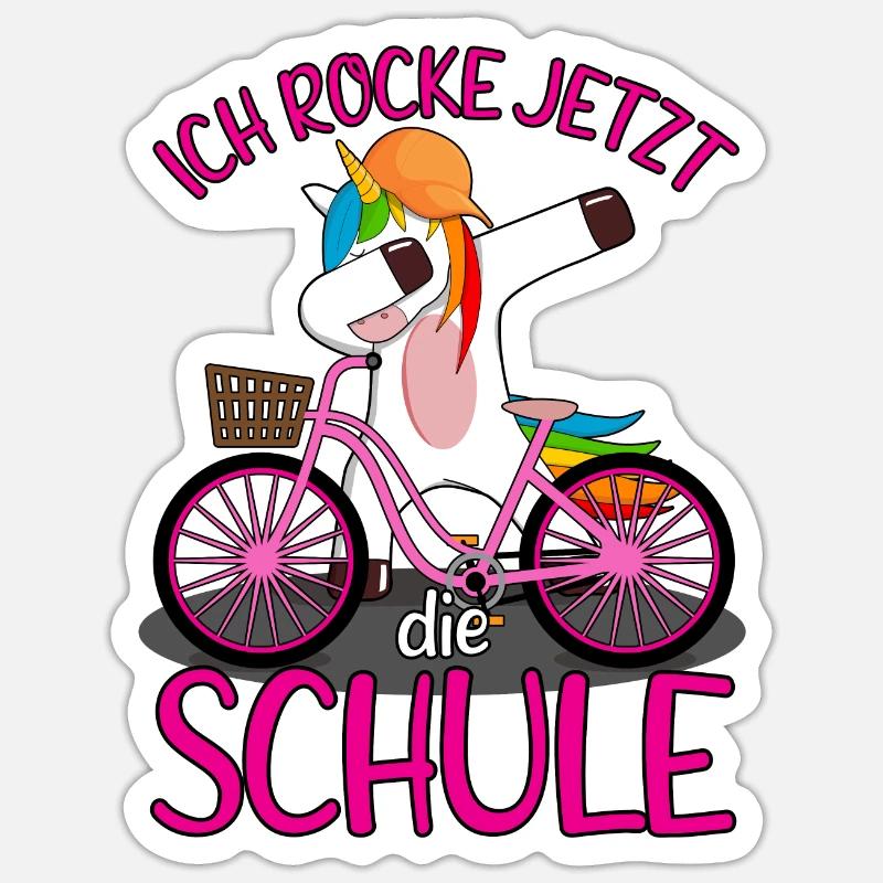 Schulkind Einschulung Erstklässler Mädchen Einhorn Sticker Größe S (10 x 10 cm)