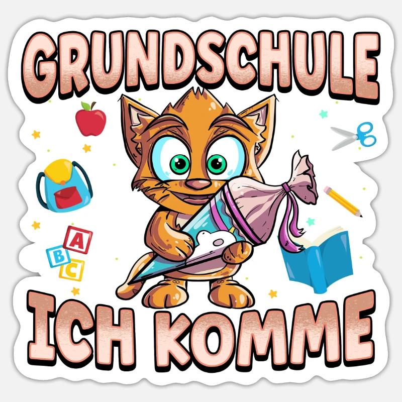 Grundschule Ich Komme Ein Schulkind Einschulung - Sticker Größe S (10 x 10 cm) - Mattweiß