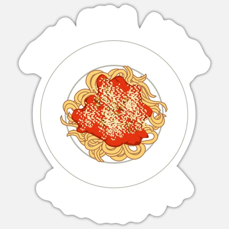 Mädchen mag Spaghetti, ironisches Pasta-Zitat - Sticker Größe S (10 x 10 cm) - Mattweiß