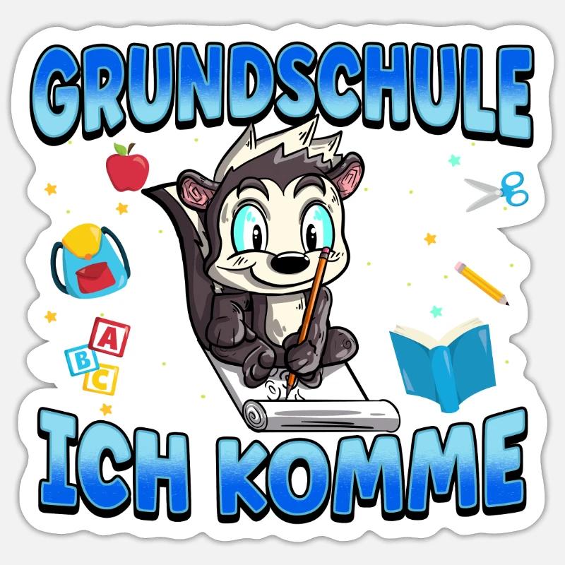 Grundschule Ich Komme Ein Schulkind Einschulung - Sticker Größe S (10 x 10 cm) - Mattweiß