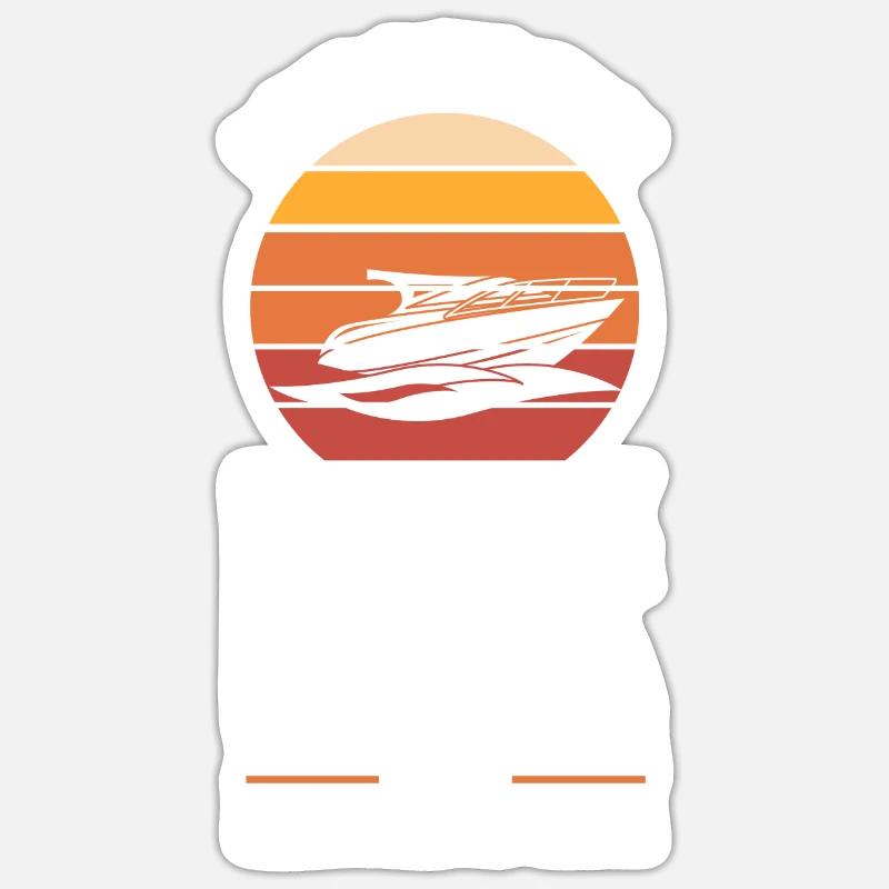 Motorboot Papa Bootfahrer Geschenk - Sticker Größe S (10 x 10 cm) - Mattweiß