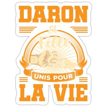 Daron fille unis pour la vie fête des pères check - Sticker taille S (10 x 10 cm) - blanc mat - Devant