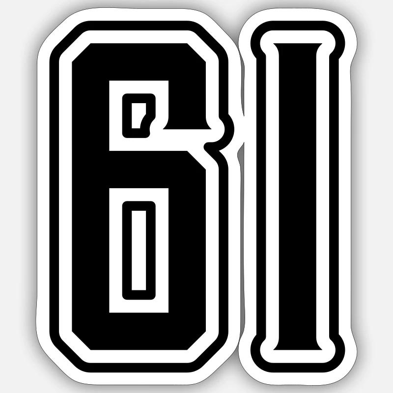 Symbole numérique 61 - Sticker taille S (10 x 10 cm) - blanc mat
