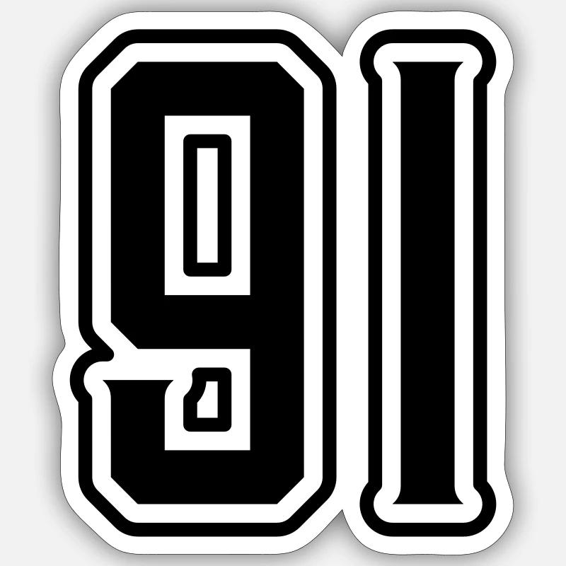 Symbole numérique 91 - Sticker taille S (10 x 10 cm) - blanc mat