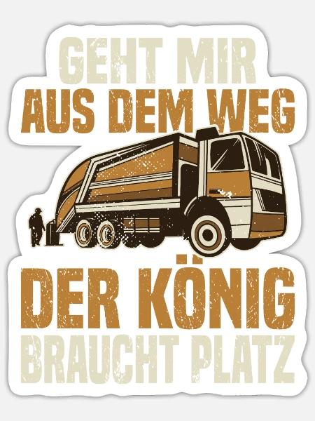 Müllmann Müllwagen - Sticker Größe S (10 x 10 cm) - Mattweiß