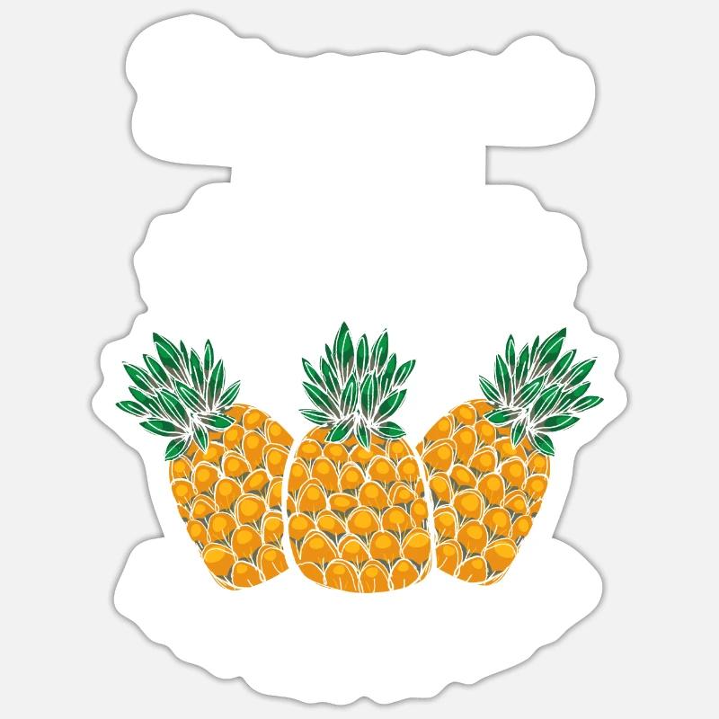 Ananas - Sticker Größe S (10 x 10 cm) - Mattweiß