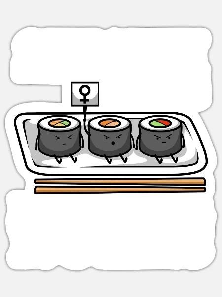 Sushi rolls not gender roles - Sticker Größe S (10 x 10 cm) - Mattweiß
