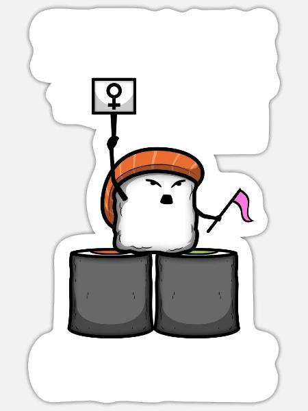 Sushi rolls not gender roles - Sticker Größe S (10 x 10 cm) - Mattweiß