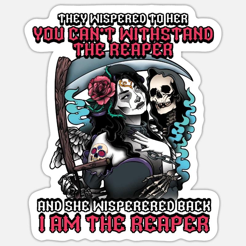 Ich Bin Der Sensenmann Dia De Los Muertos - Sticker Größe S (10 x 10 cm) - Mattweiß