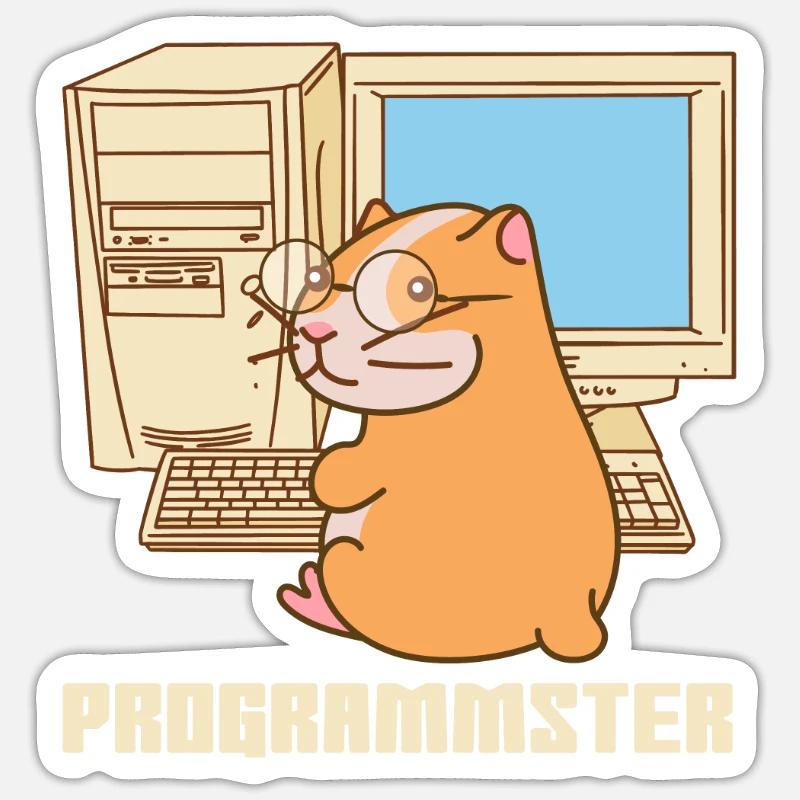 Hamster Programmierer Wortspiel Programmer Rodent Sticker Größe S (10 x 10 cm)
